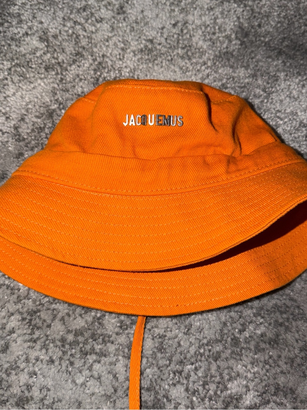 Jacquemus Orange Logo Bucket Hat with Chin Cord